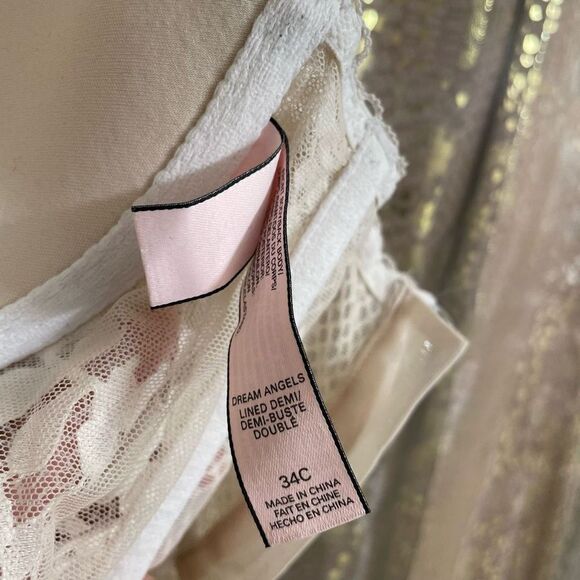 Victorias Secret Ivory White Dream Angels Bridal Long Lined Demi Bra 34C - Picture 7 of 12